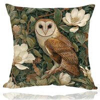 William Morris Inspired Abstract Vintage Floral & Owl Design Throw Pillow Covers Home Decor, Art