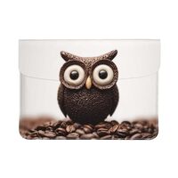 Laptop Sleeve Case Microfiber PU Leather Computer Bag Coffee Bean owl Laptop Case Protective Briefca