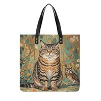 PU Leather Handbag Louis Wayne Cat And Owl Print Leather Tote Bag/Purse Ladies Shoulder Bags Fashion