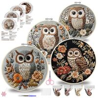 QBQBQ Owl Embroidery Kit - 8.2in, Owl Punch Needle Kit for Adults, Cross Stitch Kits for Beginners,