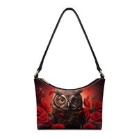 BYOXPUVI Owl Rose Print Underarm Shoulder Bag for Women Waterproof Zipper Women Shoulder Handbag Pu 