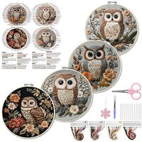 WKALXJ 4 Sets Owl Embroidery Kit - 8.2" Hoops, Embroidery Kit for Beginners to Advanced, Water-