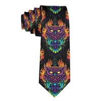 SVEFDOC Men's Luxury Abstract Owl Fire Art Neckties - Lightweight Skinny Gentlemen Tie Necktie 