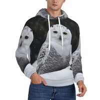 Men's Fleece Pullover Hoodie Long Sleeve Hooded Snow Owl Sweatshirt Casual Shirts With Pockets 