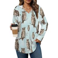 MEIKKO Womens Tops Cute Owl Pattern Fashion Hoodies for Women Long Sleeve Sweatshirts Casual Pullove