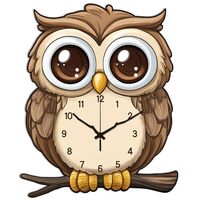 CHGCRAFT Owl Pattern Wall Clock 16 Inch Non-Ticking Irregular Shape Clocks Wall Hanging Clock Batter