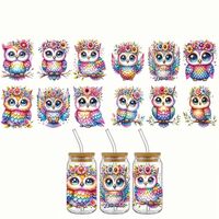 12pcs Christmas Flower Lef Branch Owl UV DTF Cup Wraps Transfer Waterproof Sticker for Glass Cups Fu