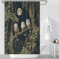 HDESDIS Bohemian Owl Tree Shower Curtain, Moon Fruit Woodland Bathroom Curtain for Rustic Farmhouse 