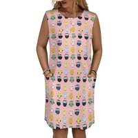 Aflytrio 2025 Women's Casual Round Neck Button-Front Midi Dress - Beach Vacation Sundress with 