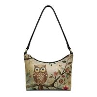 BYOXPUVI Owl Flower Print Purse for Women Shoulder Bag, Pu Leather Hobo Handbag Underarm Shoulder Ba