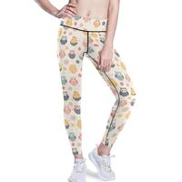 KLL Cute Animal Pattern Cartoon Owls Womens Tummy Control Yoga Workout Leggings High Waisted Activew