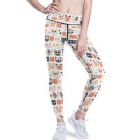 KLL Workout Leggings for Women, Cute Owl Animal Cartoon, Ultra Soft Gym Pants Tummy Control L