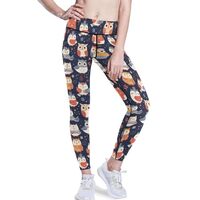 KLL Women Leggings Stretchy, Cute Animal Pattern Cartoon Owls, High Waisted Athletic Running Pants, 