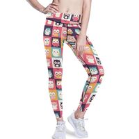 Cute Owl Animal Cartoon Womens Yoga Leggings Active Pants Tummy Control Soft XL