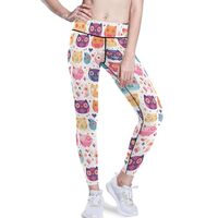 KLL Women Leggings Tummy Control, Cute Owl Animal Cartoon, Soft Activewear Pants, XS