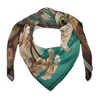 DMHVGEW 27" X 27" Silk Scarf Owl Bandana for Men Women Bandanas Square Head Scarf Silk Han