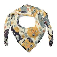DMHVGEW 27" X 27" Silk Scarf Animal Cartoon Owls Cute Bandana for Men Women Bandanas Squar
