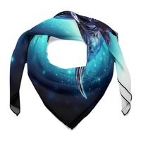 DMHVGEW 27" X 27" Silk Scarf Blue Owl Bandana for Men Women Bandanas Square Head Scarf Sil