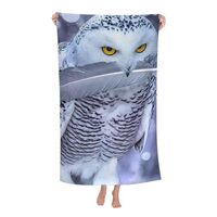 Yiozoi Women's Men's Light Large Microfiber White Snowy Owl Beach Towel, Travel Accessorie