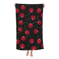 Yiozoi Women's Men's Light Large Microfiber Red Cherry Owl Beach Towel, Travel Accessories