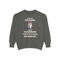 Closest to Pole Dancing Gripping Shower Bar Funny Owl Quote Sweatshirt, Gift for Grandparent Aunt Un
