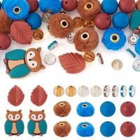 Craftora 44Pcs Fluffy Fur Pom Pom Beads Soft Fuzzy Spacers Beads for Beadable Pens, Owl Silicone Bea