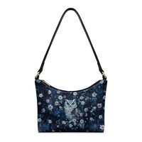 BYOXPUVI Owl Floral Print Purse for Women Shoulder Bag Waterproof Underarm Shoulder Handbag Pu Leath