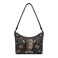 BYOXPUVI Owl Floral Print Women Shoulder Handbag Crossbody Waterproof Pu Leather Underarm Shoulder B