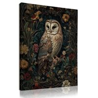KU-DaYi Vintage Owl Floral Wall Art Decor, Dark Cottagecore Whimsigoth Canvas Prints Pictures Framed