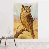 ZEYARUIBO Lone Wasteland Owl Tapestry Aesthetic Home Room Dorm Wall Hanging 60x40 In