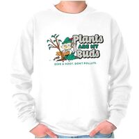 Brisco Brands Woodsy Owl Nature Plants Are My Buds Sweatshirt for Men or Women White