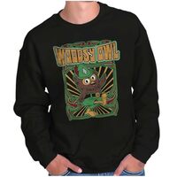 Brisco Brands Cool Psychedelic Hippie Woodsy Owl Sweatshirt for Men or Women Black