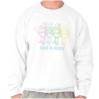 Brisco Brands Woodsy Owl Give A Hoot Color Gradient Sweatshirt for Men or Women White
