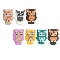 7Pcs Owl Silicone Focal Beads, Cute Animal Print Silicone Bead, Loose Cartoon Owl Spacer Beads, Anim
