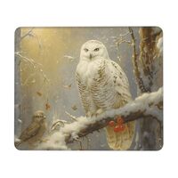 AOLBSPD Elegant Owl in Snowy Forest Mousepad Non-Slip Waterproof Print Stitched Edges Rubber 7 X 8.6