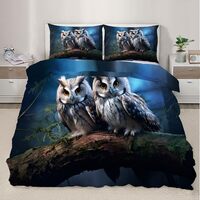 Owl Comforter Cover Full Size, Owl Bedding Sets Forest 3D Printed Bedding Set Soft Duvet Cover with 