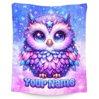 Kids Throw Blanket Personalized Owl Gifts for Girls Toddler - Custom Soft Warm Fleece Cute Throws wi