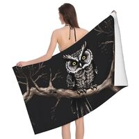 JxWCher Soft Bath Towel, Late Night Owl Print Absorbent Quick Dry Beach Pool Towel,Lightweight Blank