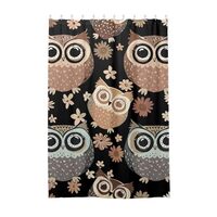 ODAWA Fabric Shower Curtain Bathroom Cute Cute Cartoon Owls Brown Black Heavy Duty Hotel Bath Tub Cu