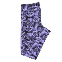 Lularoe Tall Curvy (TC fits Sizes 12-18) Owls Staring Blue Black Buttery Soft Adult Leggings 7563-A1