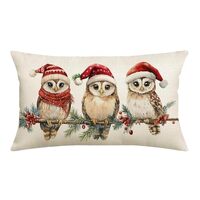 Christmas Pillow Covers 12x20 Inch owl Christmas Decorations Christmas Winter Lumbar Throw Pillow Ca