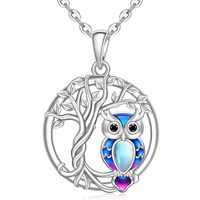 Fenthring Tree of Life Owl Necklace Owl Gifts for Women Pendant Necklaces Sterling Silver Moonstone 