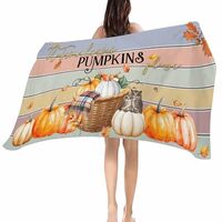 CNNKEPTBLE Oversized Beach Towel, Thanksgiving Pumpkin Autumn Maple Leaf Owl Soft Microfiber Quick D