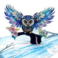 3D Pop Up Greeting Card – Majestic Owl with Outstretched Wings – Unique Card for Birthda