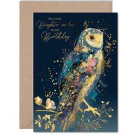Gold Daughter in Law Birthday Card - Luxury Wisdom Owl - Happy Birthday Card for Daughter in Law fro