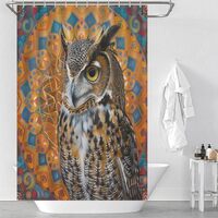 HDESDIS Colorful Bird Floral Shower Curtain, Abstract Fine Mandala Art Owl Bathroom Curtain for Rust