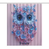 HDESDIS Owl Bird Fantasy Shower Curtain, Abstract Floral Plants Feather Bathroom Curtain for Rustic 