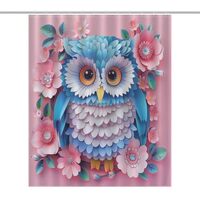 HDESDIS Glam Owl Bird Shower Curtain, Fine Floral Colorful Abstract Art Bathroom Curtain for Rustic 