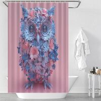 HDESDIS Abstract Owl Shower Curtain, Colorful Floral Glam Bird Feather Bathroom Curtain for Rustic F