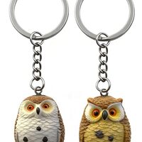 UniCrena Owl Keychain Charms for Bag - 2Pcs Resin Owl Stuff Small Figurine Jewelry for Birds Lovers 